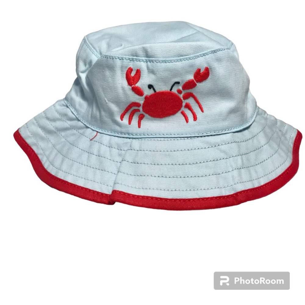 Gymboree Toddler Child Bucket Hat Swim Sun Rim Blue Red Crab Sea Life 2T-5T